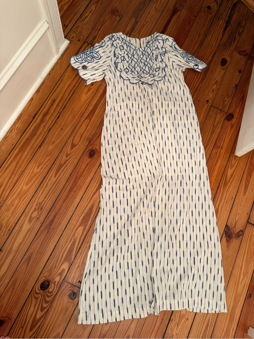 Blue and White innika choo Embroidered Maxi Dress